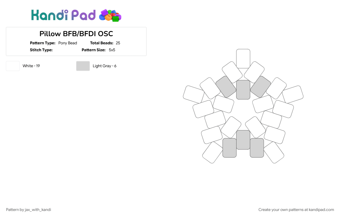Pillow BFB/BFDI OSC - Pony Bead Pattern by jax_with_kandi on Kandi Pad - bfb, bfdi, osc, osc star, pillow, tpot, white