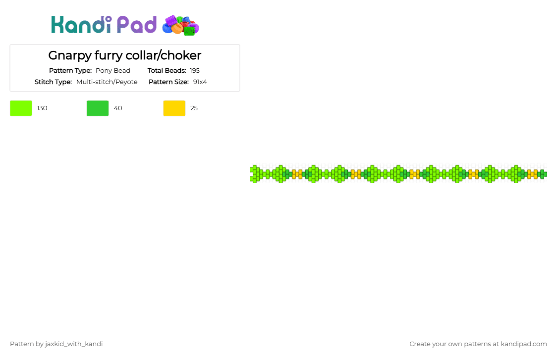 Gnarpy furry collar/choker - Pony Bead Pattern by jax_with_kandi on Kandi Pad - bones, furry, furry choker, furry collar, gnarpy, gnarpy collar, gnarpy furry, gnarpy furry choker, green