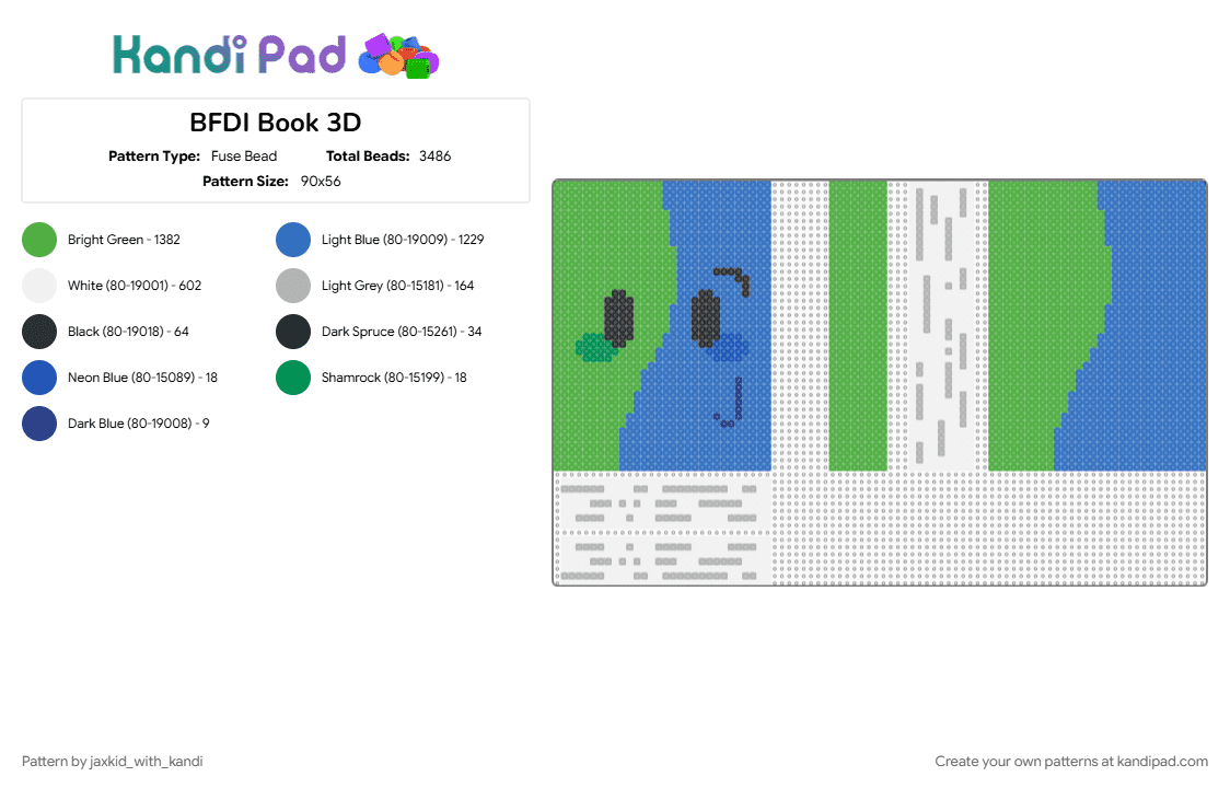 BFDI Book 3D - Fuse Bead Pattern by jax_with_kandi on Kandi Pad - 
