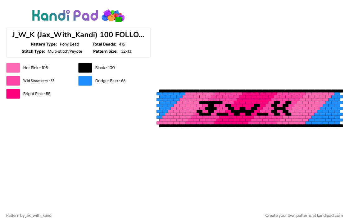 J_W_K (Jax_With_Kandi) 100 FOLLOWERS!!!!! (TRANSFEM) - Pony Bead Pattern by jax_with_kandi on Kandi Pad - 