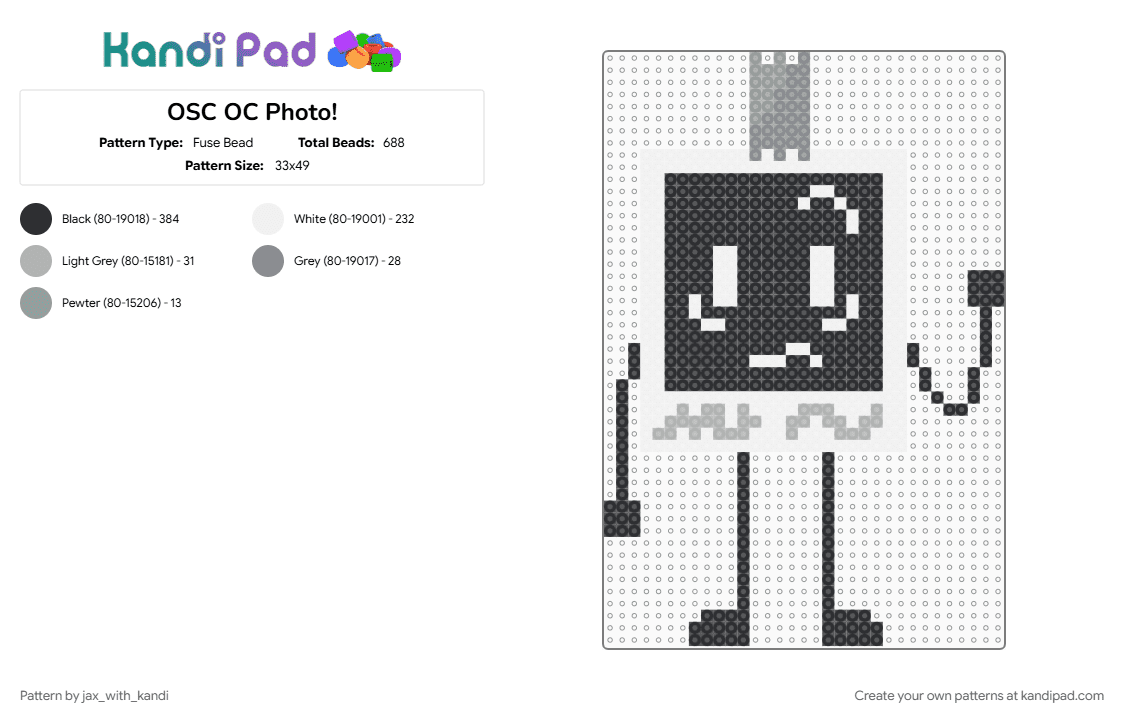 OSC OC Photo! - Fuse Bead Pattern by jax_with_kandi on Kandi Pad - beige, black, gray, oc, osc, osc oc, white