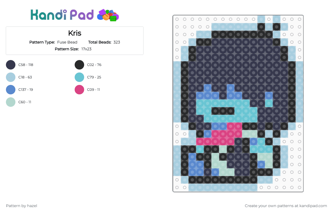 Kris - Fuse Bead Pattern by hazel on Kandi Pad - light blue,purple,kris,deltarune,undertale,shadowknight,susie,ralsei