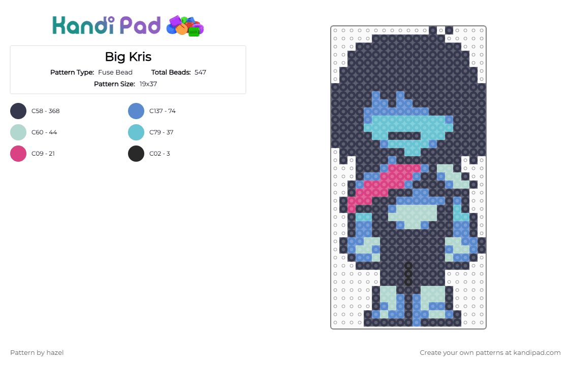 Big Kris - Fuse Bead Pattern by hazel on Kandi Pad - deltarune, kris, purple, ralsei, shadowknight, susie, undertale