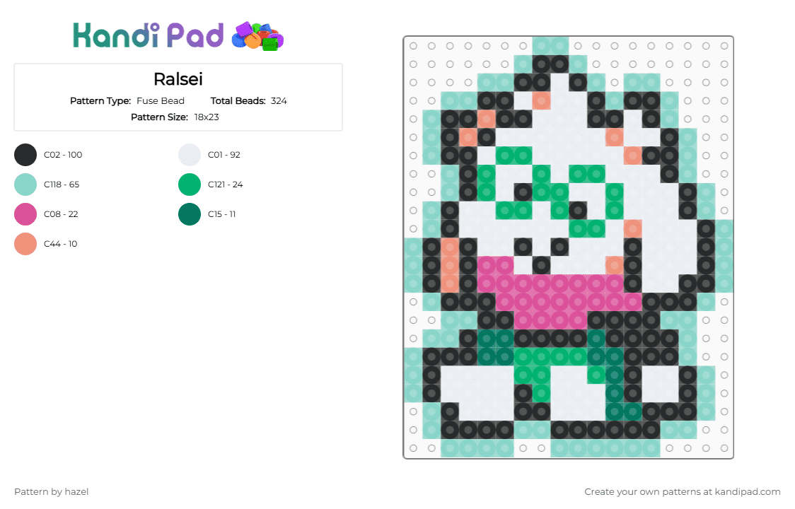Ralsei - Fuse Bead Pattern by hazel on Kandi Pad - light blue,ralsei,deltarune,undertale,dreemurr,asriel,kris,susie