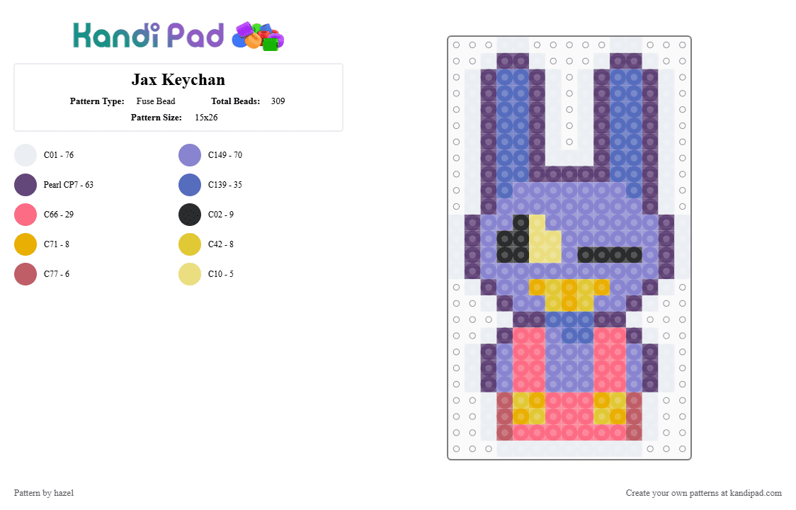 Jax Keychan - Fuse Bead Pattern by hazel on Kandi Pad - purple,blue