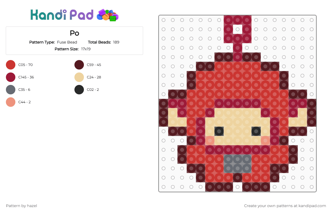 Po - Fuse Bead Pattern by hazel on Kandi Pad - brown, cartoon, kids, po, red, teletubbies