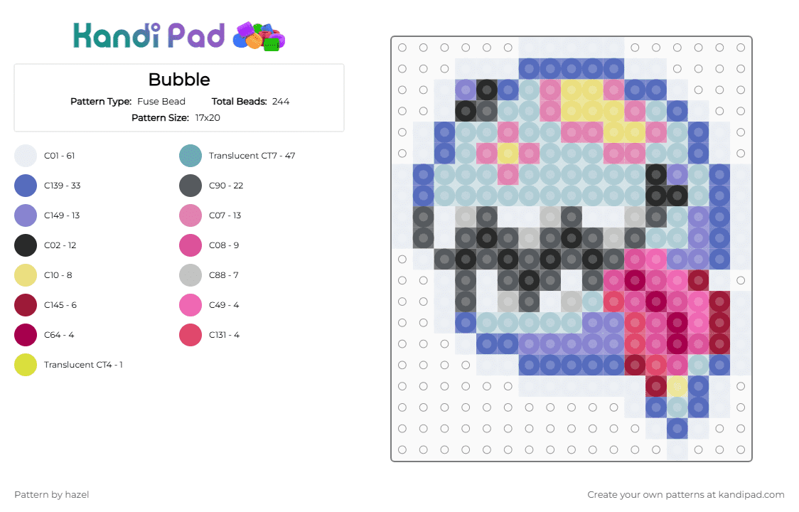 Bubble - Fuse Bead Pattern by hazel on Kandi Pad - blue,gray,teal,pink,bubble,the amazing digital circus,tadc,circus,digital,cartoon