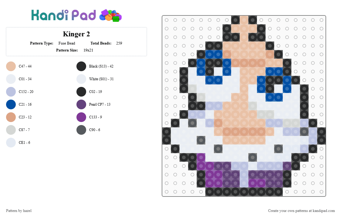 Kinger 2 - Fuse Bead Pattern by hazel on Kandi Pad - beige,pink