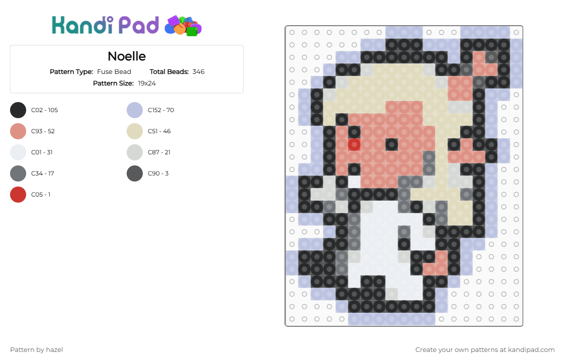 Noelle - Fuse Bead Pattern by hazel on Kandi Pad - beige,pink,noelle,deltatune,deer,undertale,snowgrave