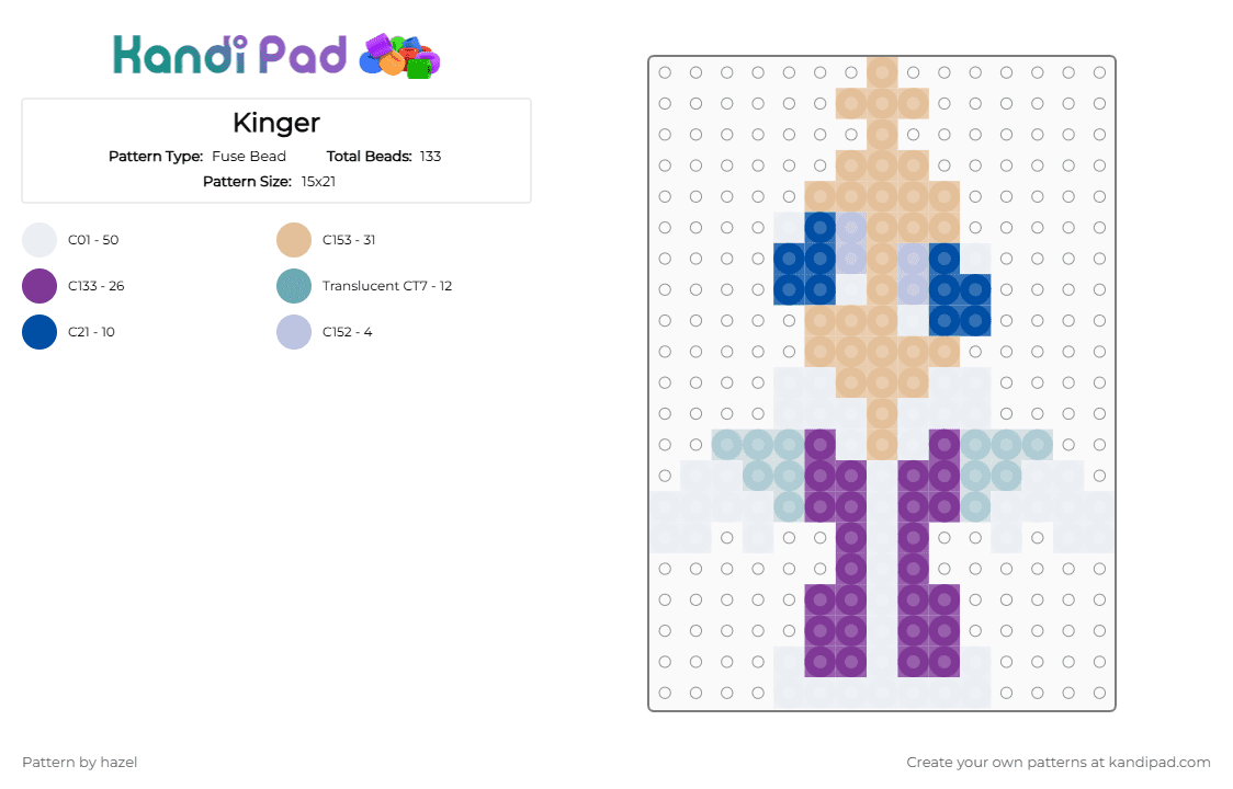 Kinger - Fuse Bead Pattern by hazel on Kandi Pad - beige,pink,kinger,tadc,the amazing digital circus