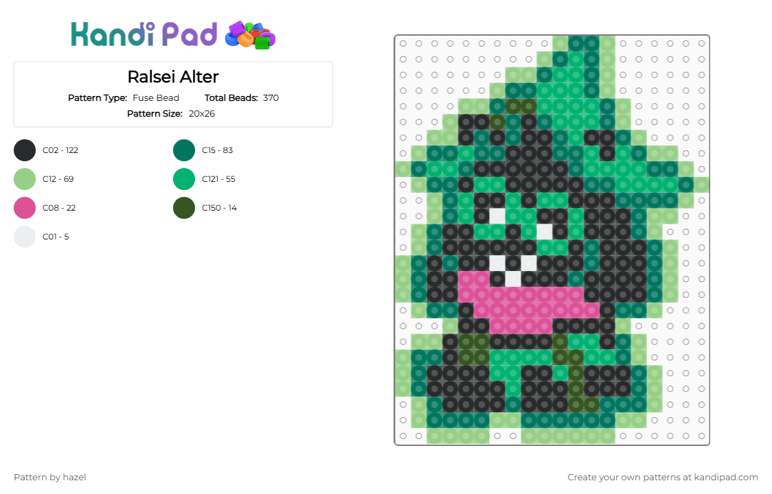 Ralsei Alter - Fuse Bead Pattern by hazel on Kandi Pad - teal,ralsei,deltarune,undertale,dreemurr,asriel,kris,susie