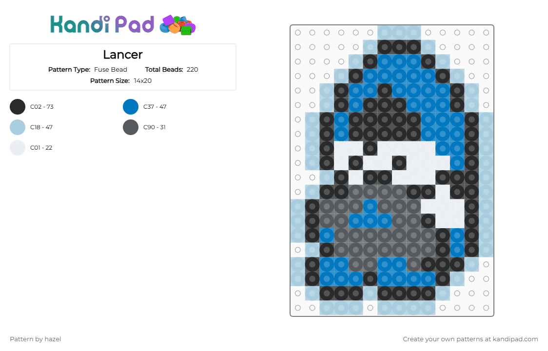 Lancer - Fuse Bead Pattern by hazel on Kandi Pad - blue,light blue,lancer,deltarune,undertale,kris,ralsei,susie