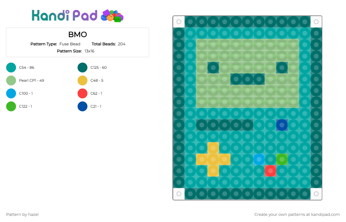 BMO - Fuse Bead Pattern by hazel on Kandi Pad - teal,bmo,adventure time,cartoon