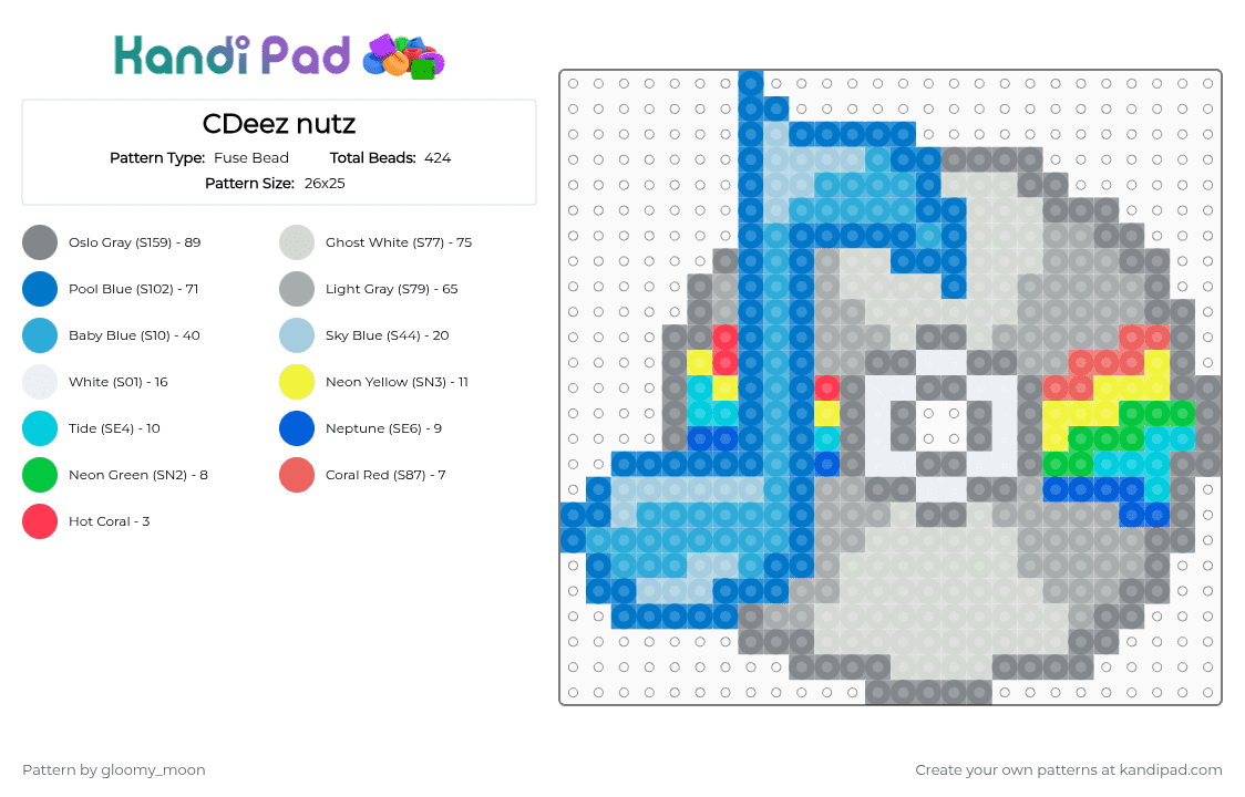 CDeez nutz - Fuse Bead Pattern by gloomy_moon on Kandi Pad - blue,light blue,gray,cotdcds,cd,music,rainbow,colorful