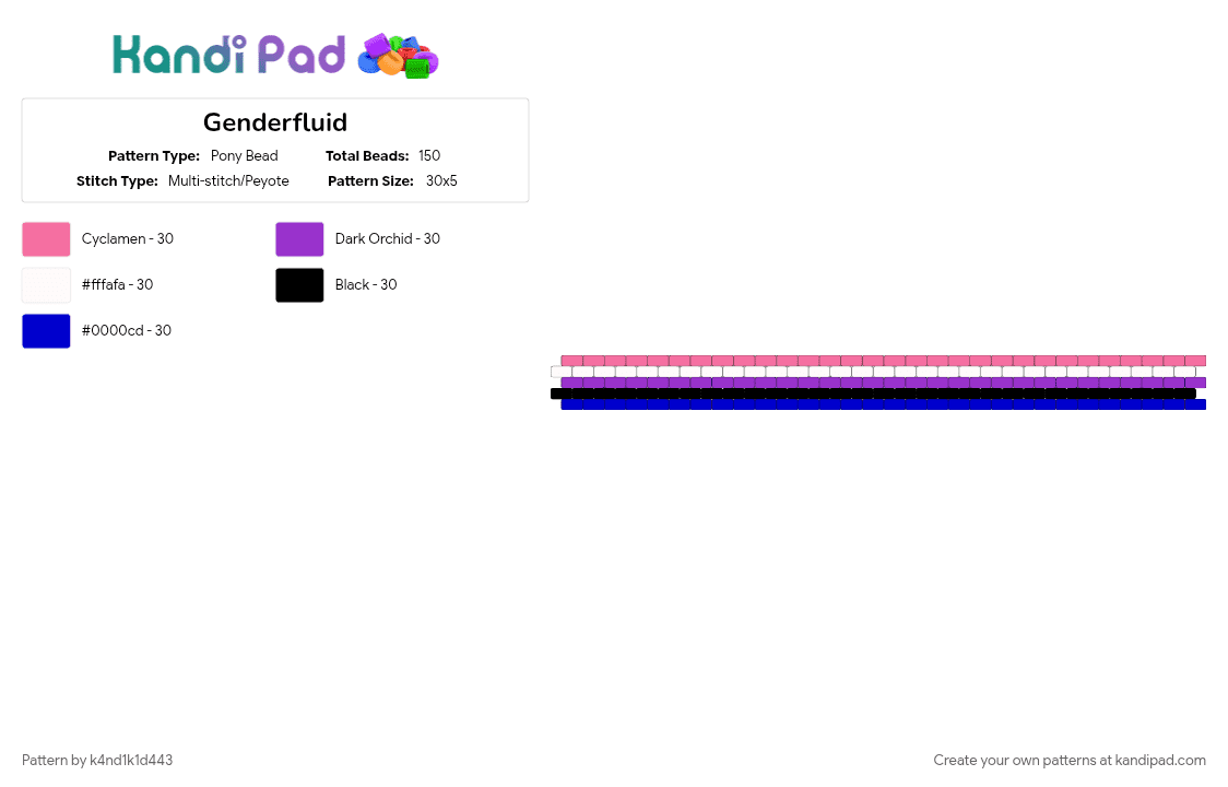 Genderfluid - Pony Bead Pattern by k4nd1k1d443 on Kandi Pad - 