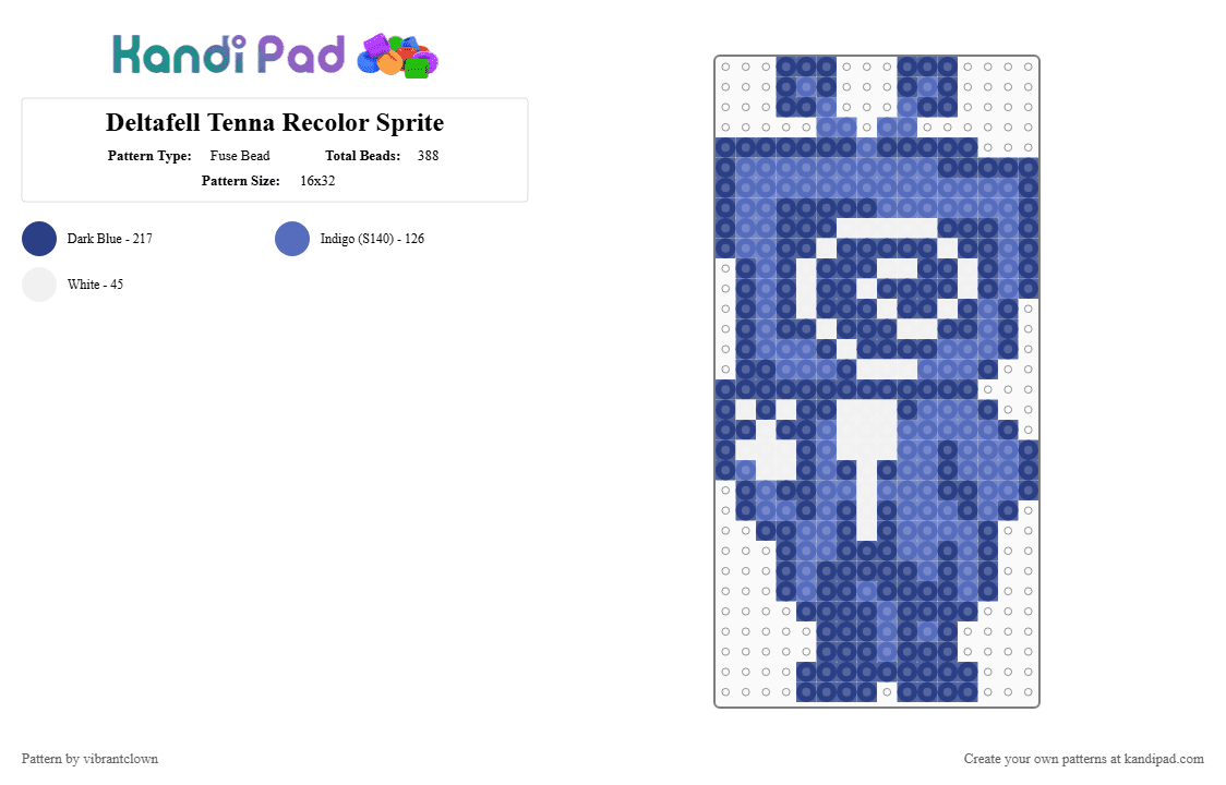 Defernull Tenna Recolor Sprite - Fuse Bead Pattern by vibrantclown on Kandi Pad - blue,deltarune,deltarune tenna,tenna,tenna recolor,deltafell,deltafell tenna