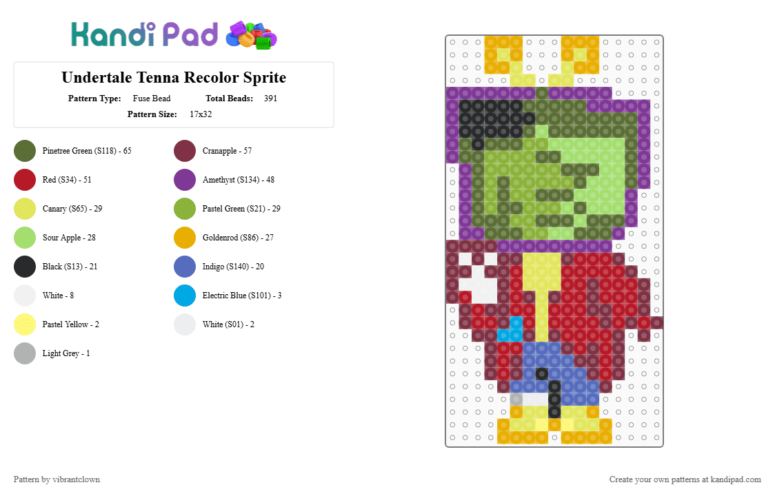 Undertale Tenna Recolor Sprite - Fuse Bead Pattern by vibrantclown on Kandi Pad - brown,pink,gold,colorful,deltarune,deltarune tenna,tenna,tenna recolor,undertale tenna