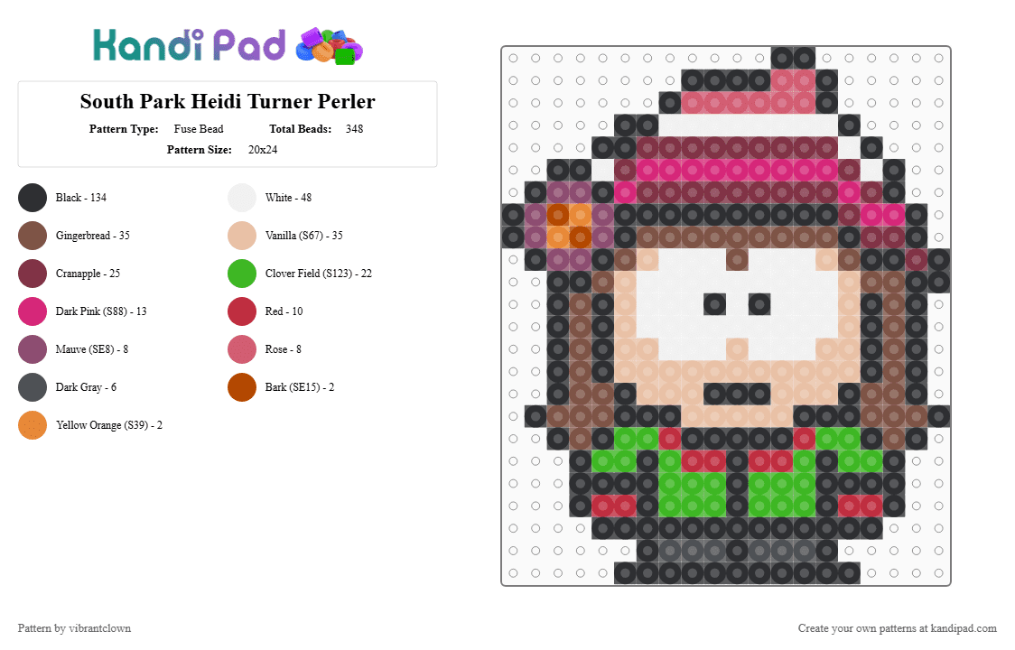 South Park Heidi Turner Perler - Fuse Bead Pattern by vibrantclown on Kandi Pad - 