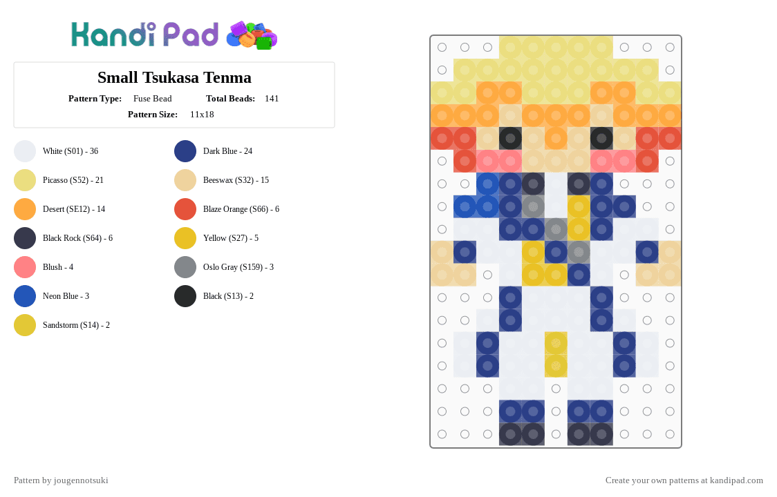 Small Tsukasa Tenma - Fuse Bead Pattern by jougennotsuki on Kandi Pad - beige, blue, orange, pjsk, project sekai, tsukasa, tsukasa tenma, wonderlands x showtime, wxs, yellow