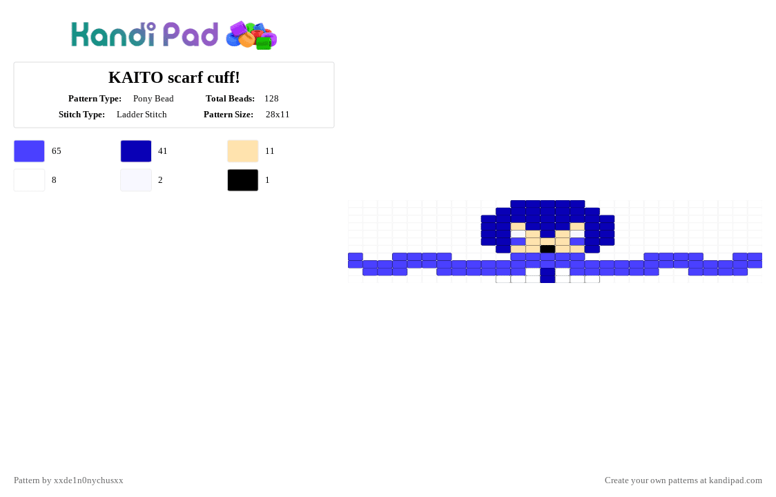 KAITO scarf cuff! - Pony Bead Pattern by jougennotsuki on Kandi Pad - blue,purple,vocaloid,kaito