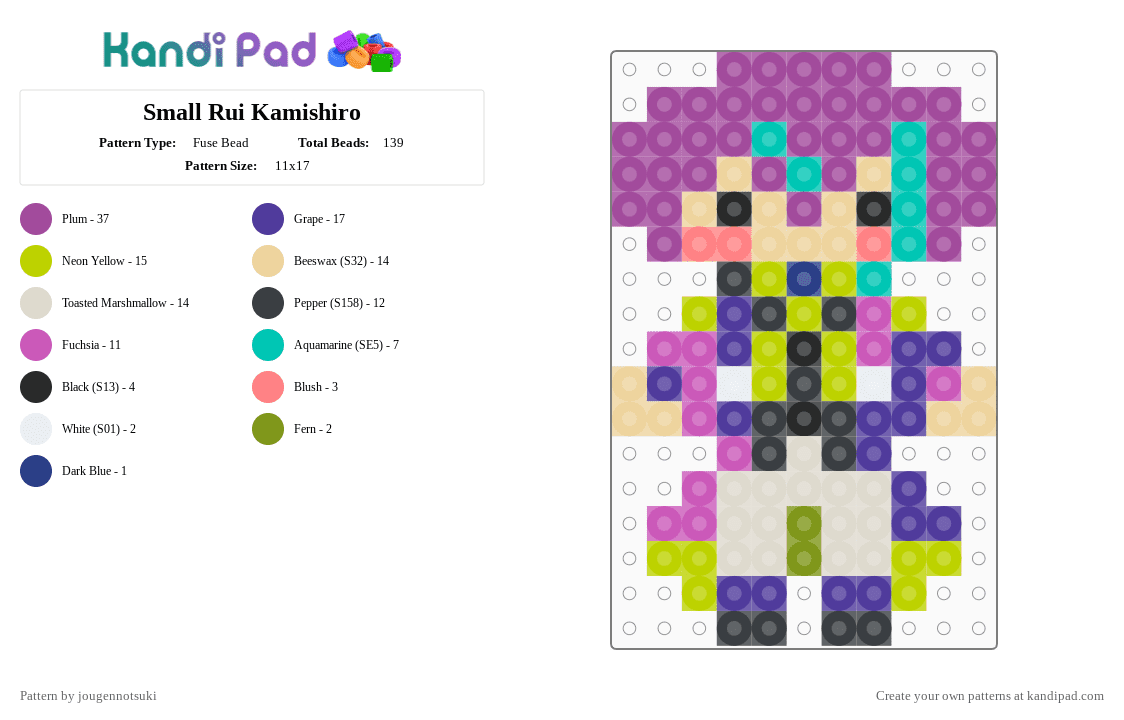 Small Rui Kamishiro - Fuse Bead Pattern by jougennotsuki on Kandi Pad - beige, green, pink, pjsk, project sekai, purple, rui, rui kamishiro, wonderlands x showtime, wxs