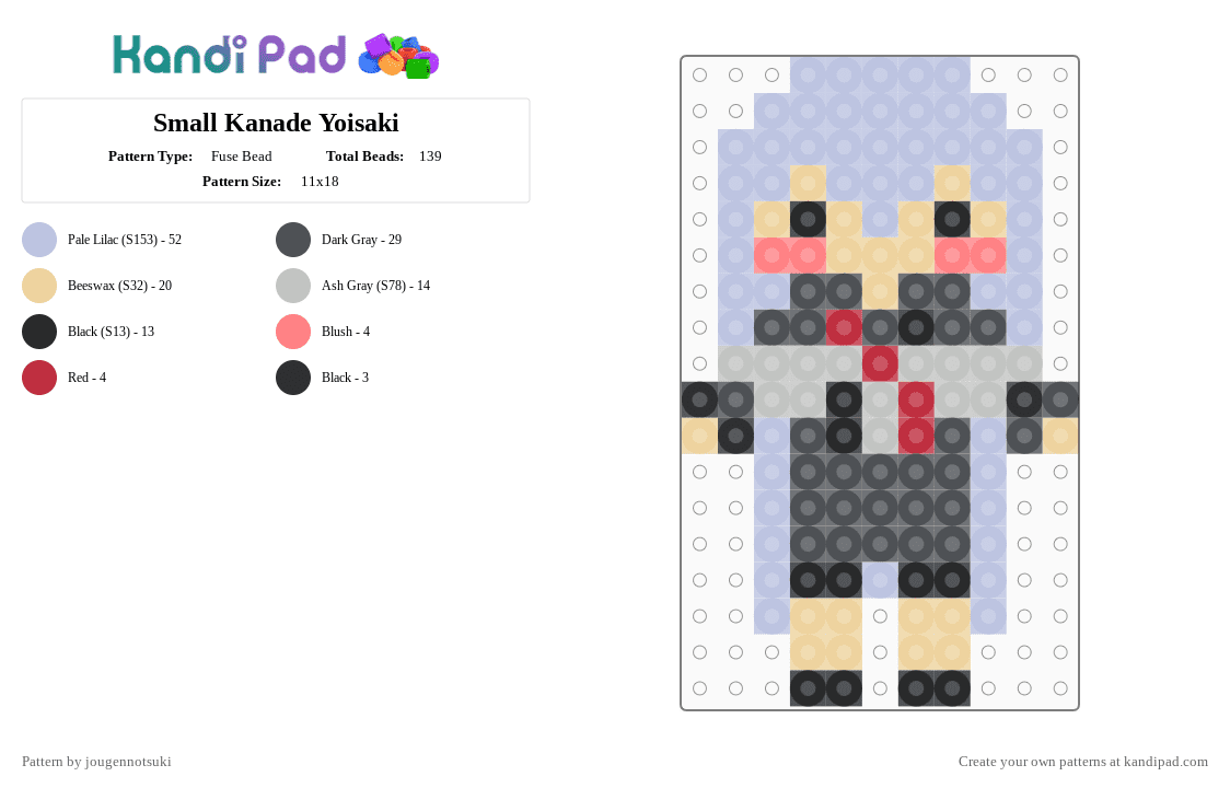 Small Kanade Yoisaki - Fuse Bead Pattern by jougennotsuki on Kandi Pad - beige, gray, kanade, kanade yoisaki, nightcord at 2500, niigo, pink, pjsk, project sekai