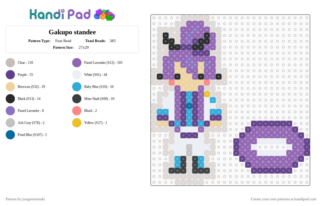 Gakupo standee - Fuse Bead Pattern by jougennotsuki on Kandi Pad - pink,beige,purple,vocaloid,gakupo,gackpo,vocalsynth