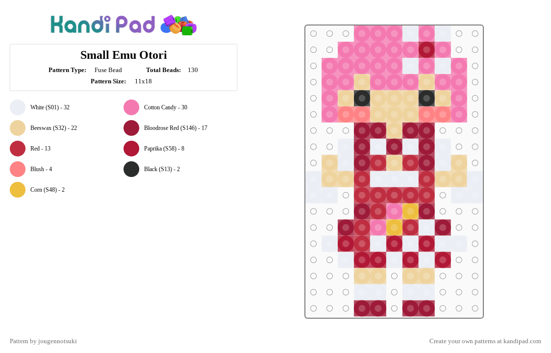 Small Emu Otori - Fuse Bead Pattern by jougennotsuki on Kandi Pad - emu otori, pink, pjsk, project sekai, red, wonderlands x showtime, wxs
