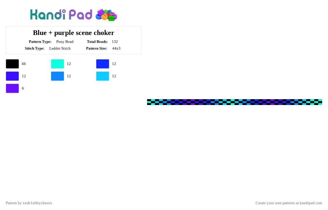 Blue ombre scene choker - Pony Bead Pattern by jougennotsuki on Kandi Pad - black,purple,choker,scene,checkered,checker,blue,rainbow