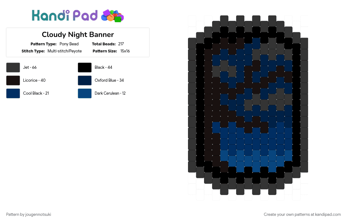 Cloudy Night - Pony Bead Pattern by jougennotsuki on Kandi Pad - banner, black, blue, dark, decoration, halloween, night, spooky