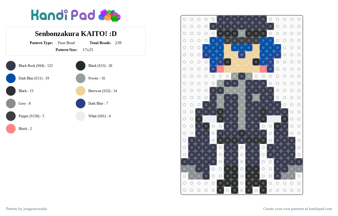 Senbonzakura KAITO! :D - Fuse Bead Pattern by jougennotsuki on Kandi Pad - purple,kaito,vocaloid,senbonzakura,kaitovocaloid,vocalsynth