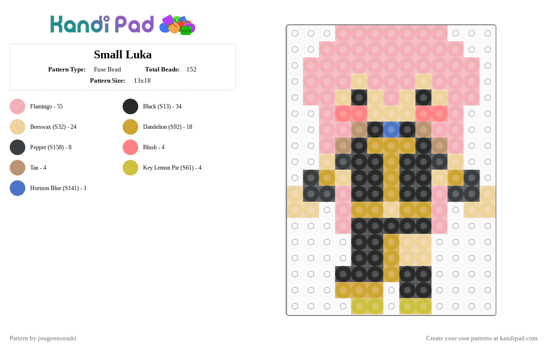 Small Luka - Fuse Bead Pattern by jougennotsuki on Kandi Pad - beige,megurine luka,luka,vocaloid,vocal synth,pjsk,project sekai