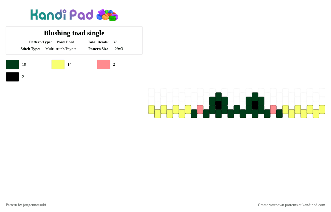 Blushing toad single - Pony Bead Pattern by jougennotsuki on Kandi Pad - yellow,frog,toad,single,amphibian,animal,nature,cute