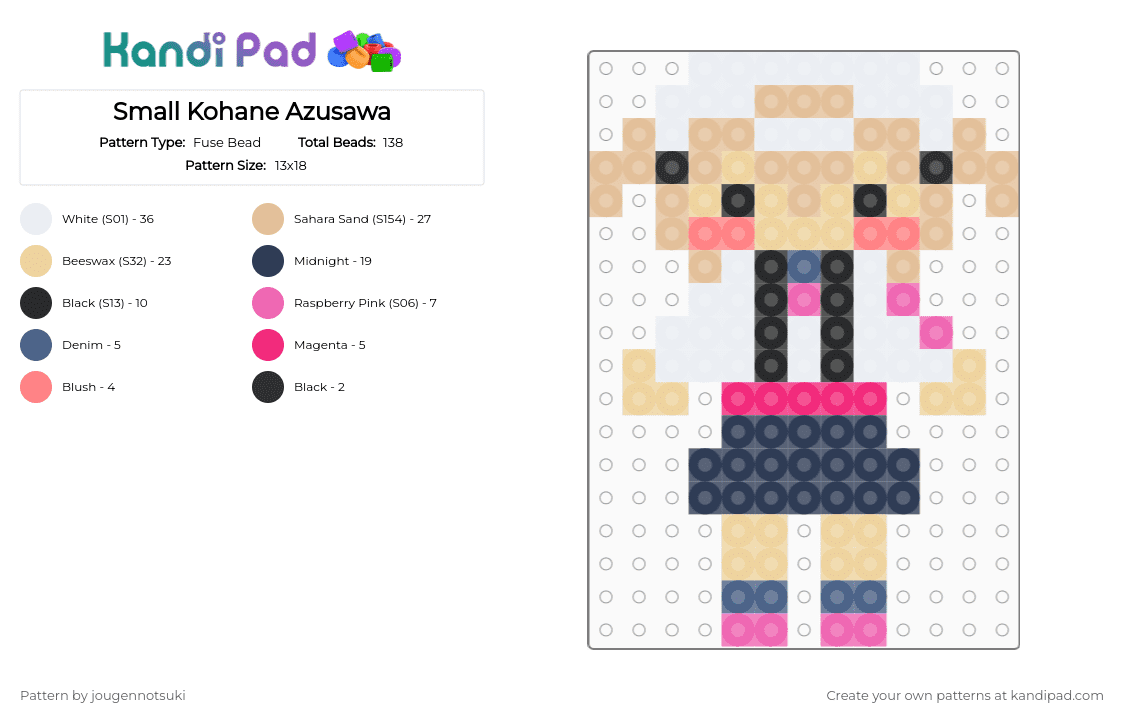Small Kohane Azusawa - Fuse Bead Pattern by jougennotsuki on Kandi Pad - beige, kohane, kohane azusawa, pjsk, project sekai, purple, vivid bad squad