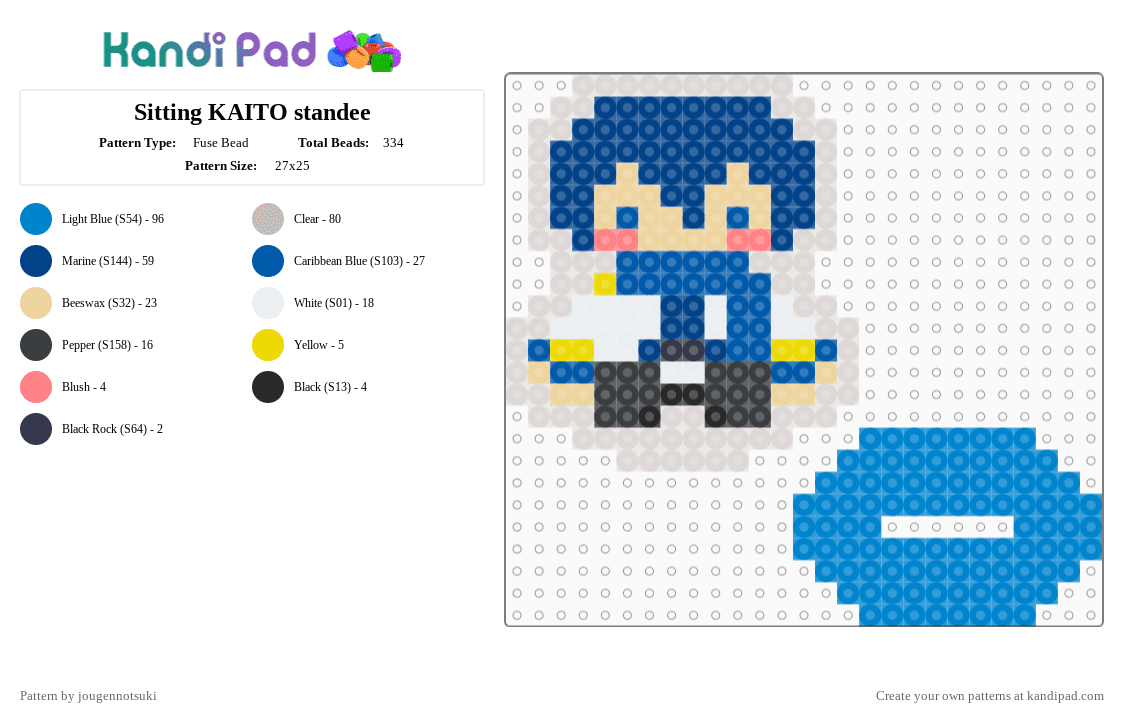 Sitting KAITO standee - Fuse Bead Pattern by jougennotsuki on Kandi Pad - blue,beige,kaito,vocaloid,pjsk,projectsekai,vocalsynth