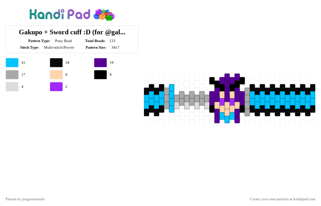 Gakupo + Sword cuff :D (for @gallerian-marl0n) - Pony Bead Pattern by jougennotsuki on Kandi Pad - light blue,gakupo,vocaloid,vocalsynth,gackpo,kamuigakupo,camuigakupo,gackpoid