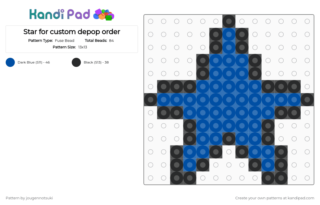 Simple blue star - Fuse Bead Pattern by jougennotsuki on Kandi Pad - 