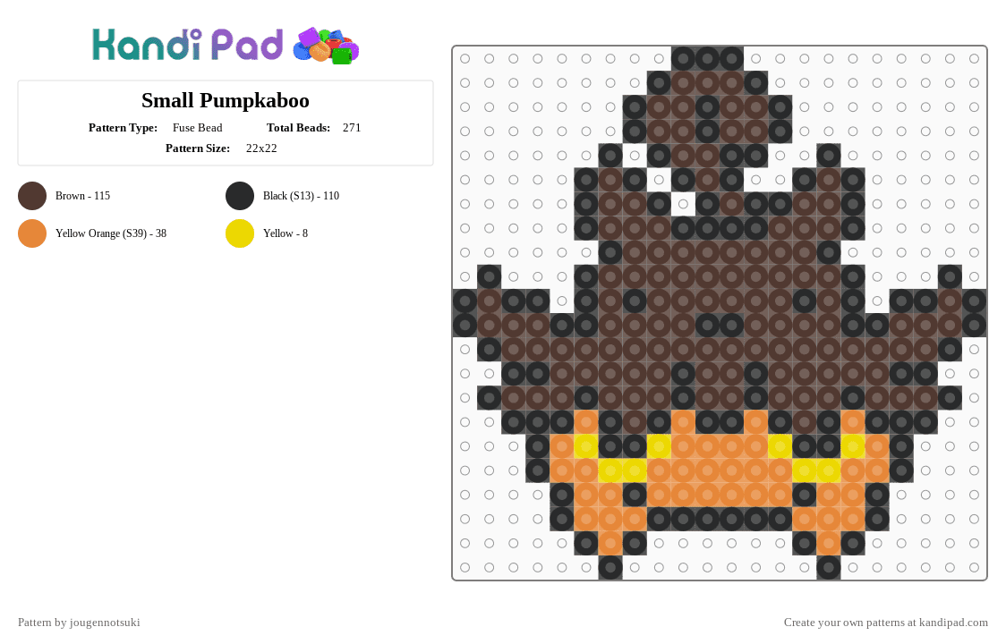 Small Pumpkaboo - Fuse Bead Pattern by jougennotsuki on Kandi Pad - brown, cute, pokemon, pumpkaboo, video game