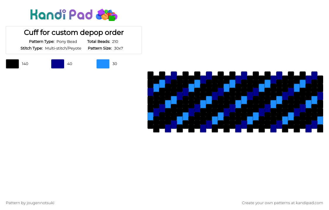 Black and blue striped cuff - Pony Bead Pattern by jougennotsuki on Kandi Pad - 