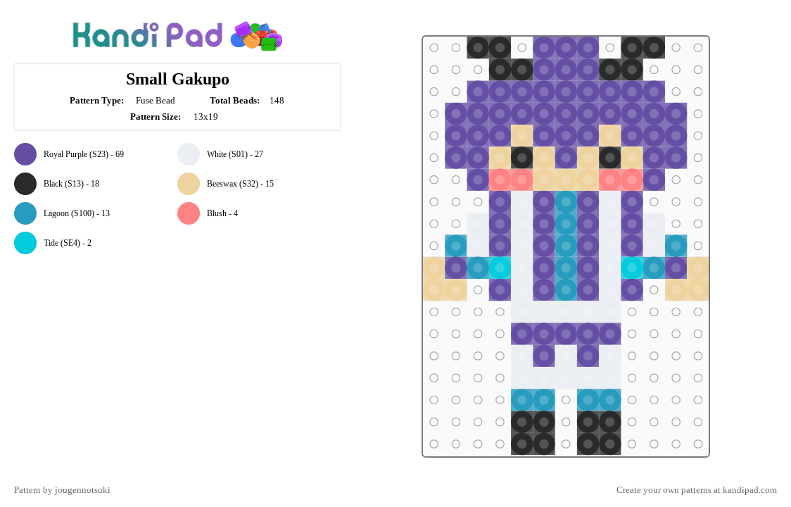 Small Gakupo - Fuse Bead Pattern by jougennotsuki on Kandi Pad - camui gackpo, gackpo, gackpoid, gakupo, kamui gakupo, purple, vocaloid, vocalsynth