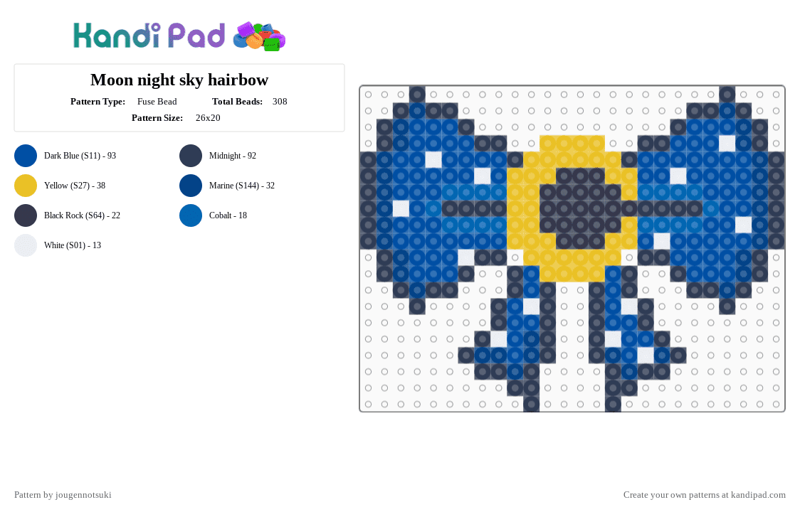 Moon night sky hairbow - Fuse Bead Pattern by jougennotsuki on Kandi Pad - purple,blue,hairbow,bow,moon,night,star,nighttime