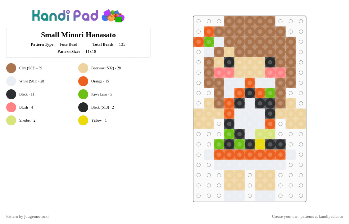 Small Minori Hanasato - Fuse Bead Pattern by jougennotsuki on Kandi Pad - beige, minori, minori hanasato, mmj, more more jump, orange, pjsk, project sekai, tan