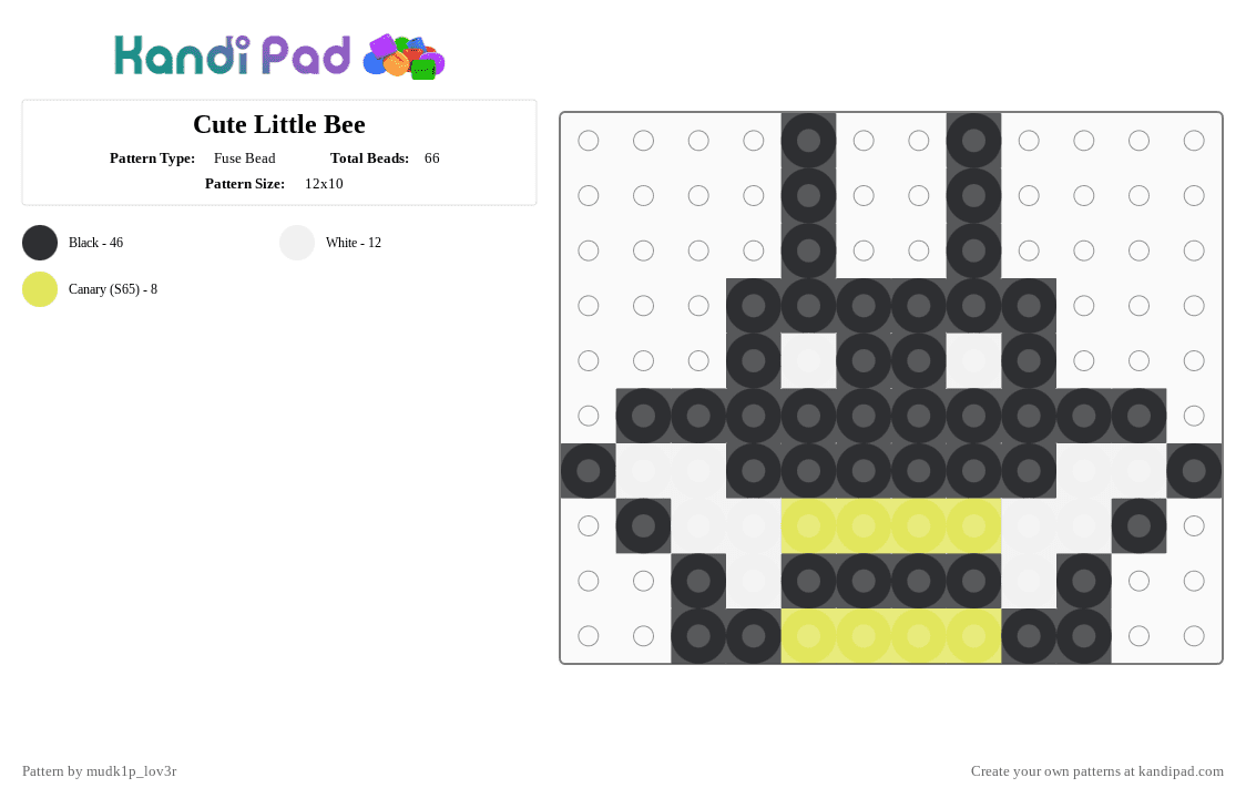 Cute Little Bee - Fuse Bead Pattern by mudk1p_lov3r on Kandi Pad - black,white,yellow