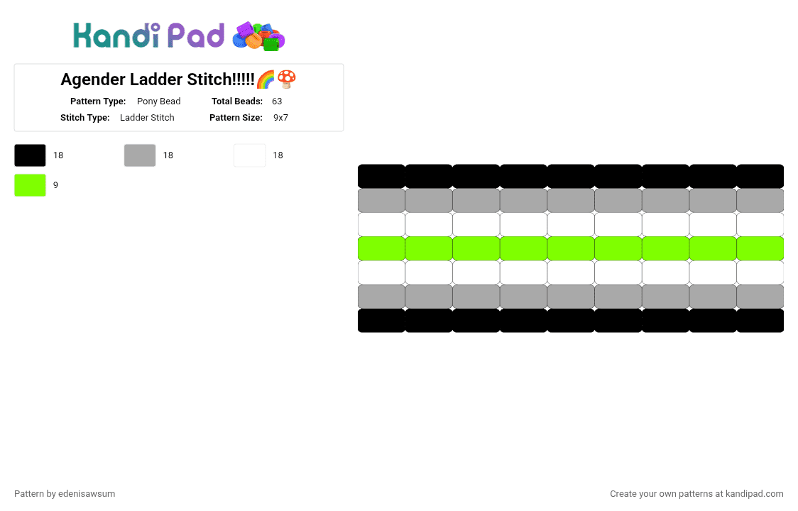 Agender Ladder Stitch!!!!!🌈🍄 - Pony Bead Pattern by edenisawsum on Kandi Pad - beige,green