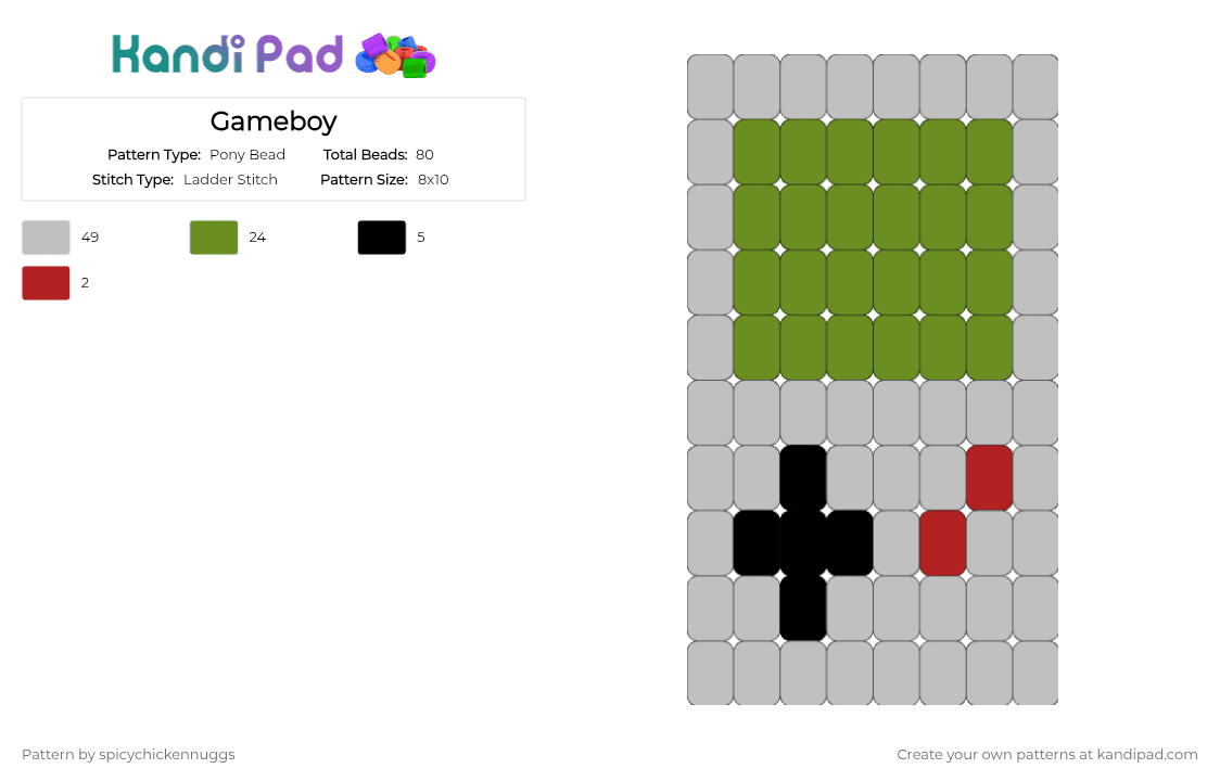 Gameboy - Pony Bead Pattern by spicychickennuggs on Kandi Pad - beige,green
