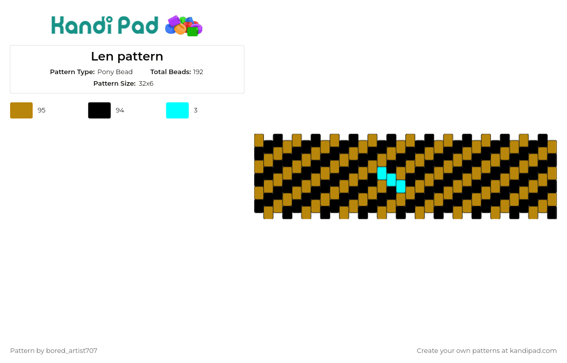 Len pattern - Pony Bead Pattern by bored_artist707 on Kandi Pad - kagamine len,vocaloid,diagonal,stripes,cuff,music,gold,black