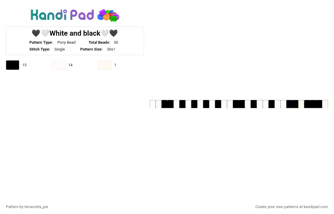 🖤🤍White and black🤍🖤 - Pony Bead Pattern by deleted_user_477439 on Kandi Pad - white,black