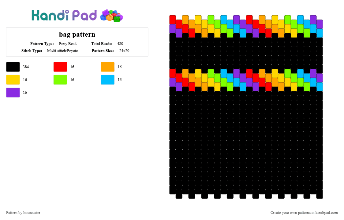 Bag pattern Pony Bead Pattern - Kandi Pad | Kandi Patterns, Fuse Bead ...