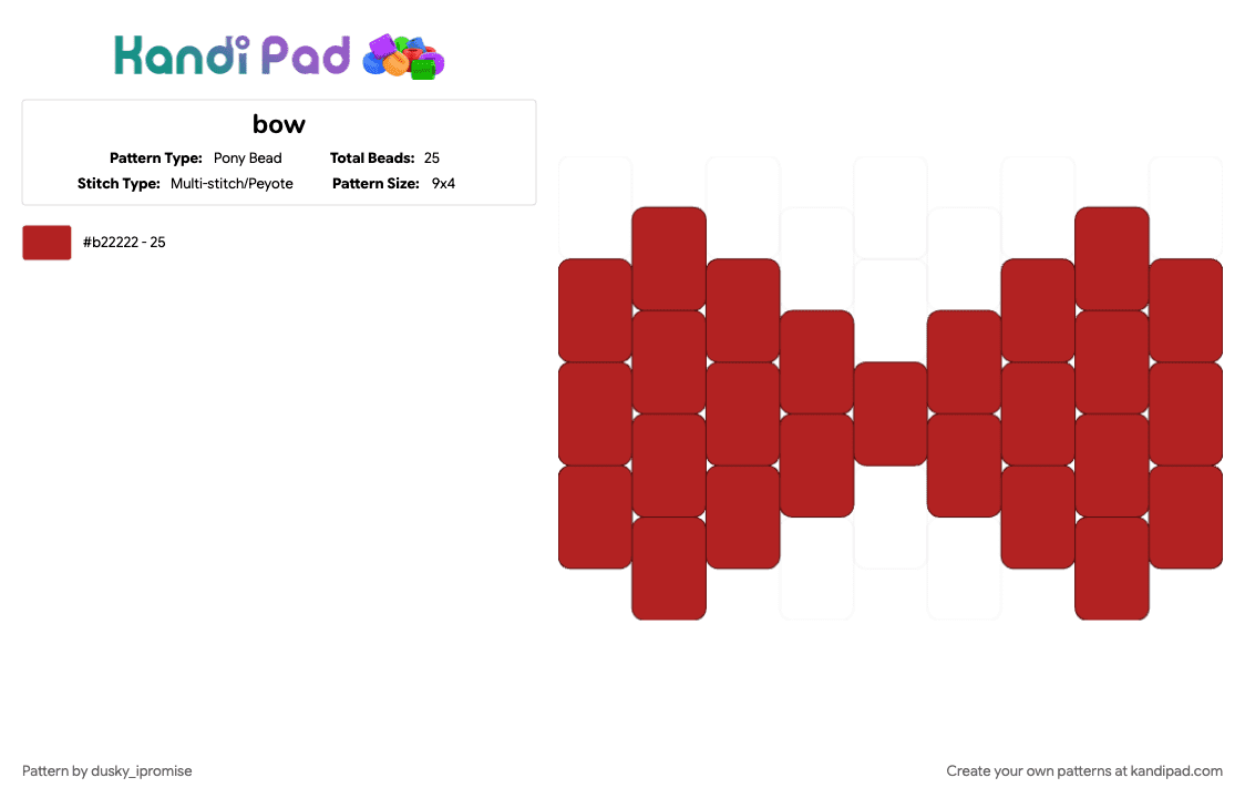 bow - Pony Bead Pattern by onyx_ipromise on Kandi Pad - cotdbows, red