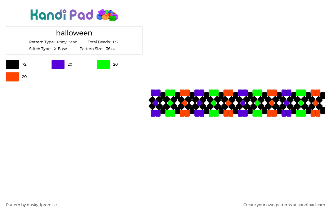 halloween - Pony Bead Pattern by dusky_ipromise on Kandi Pad - black, green, purple, red